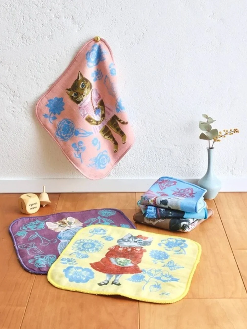 Nathalie Lete! Hand Towel Wash Cloth. Animals, cats! Japan Import. Brown w/ Dog